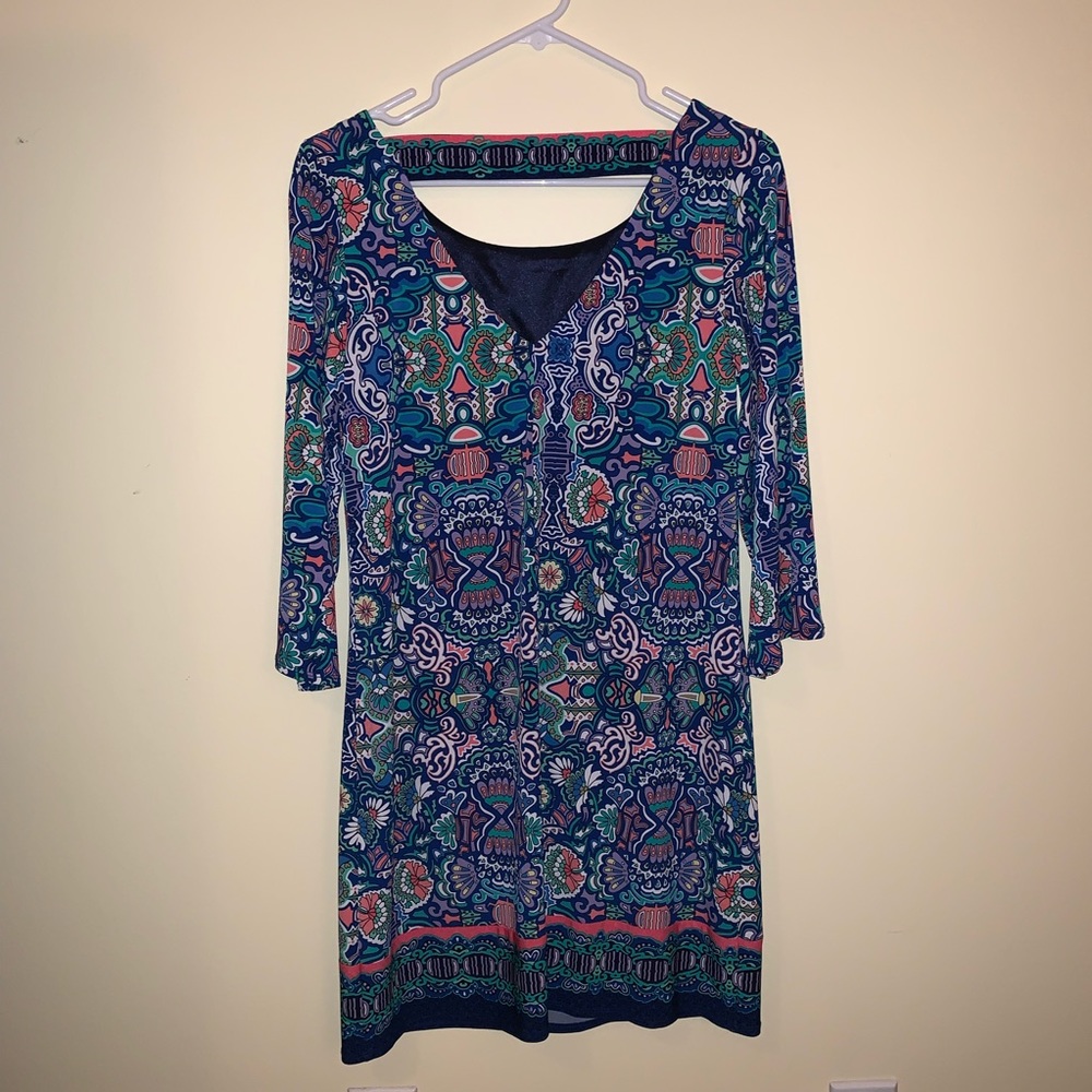 Multi-colored Patterned Shift Dress - Picture 2 of 4